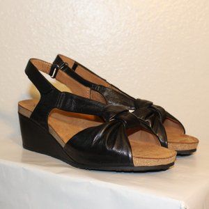 Salvia Rae Black Leather Wedge